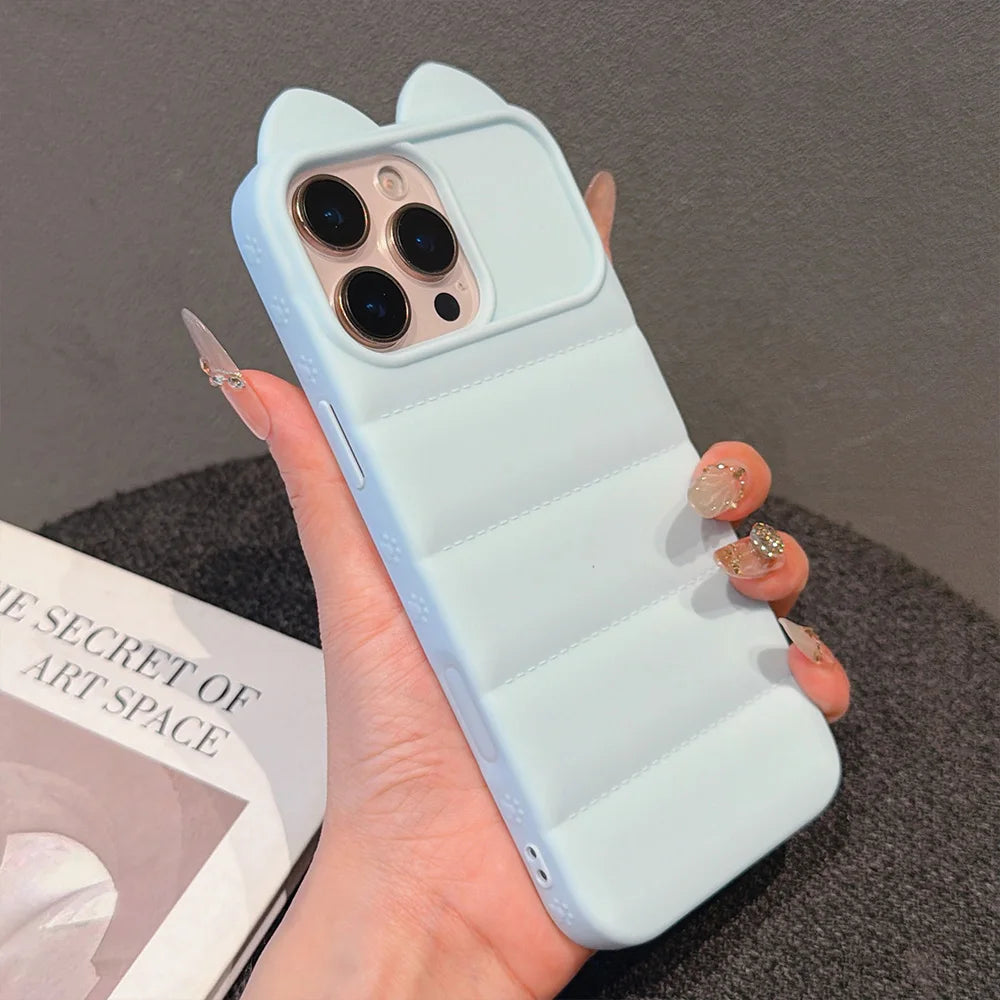 3D Cat Ear iPhone Case – Shockproof Silicone Cover