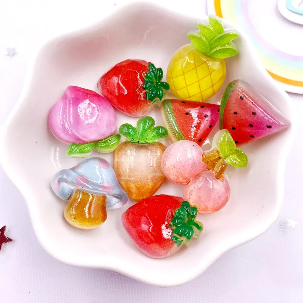 20PCS 3D Resin Fruit Flatback Figurines – DIY Scrapbook Craft