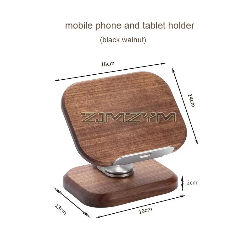 Black Walnut Solid Wood Rotating Phone Stand | Desk Holder