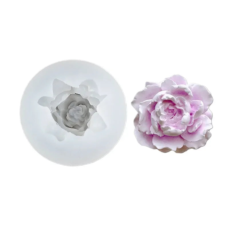 3D Flower Silicone Mould – Rose Peony Candle Soap Resin Craft