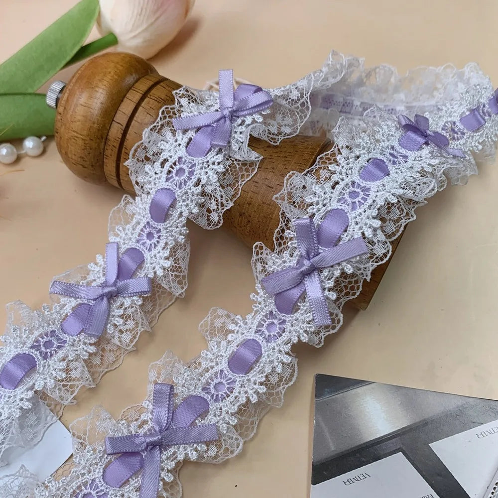 1 Yard Pleated Bow Lace Trim Ribbon – Sewing & Wedding Décor