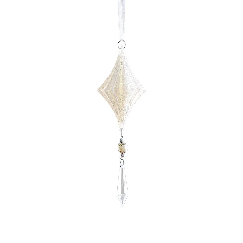 Glittery Christmas Wreath Hanging Ornament – White Plastic