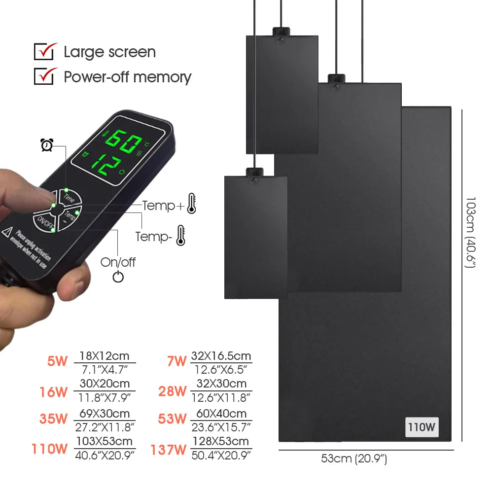 Reptile & Plant Heating Pad | LCD Thermostat, IPX7, Timer