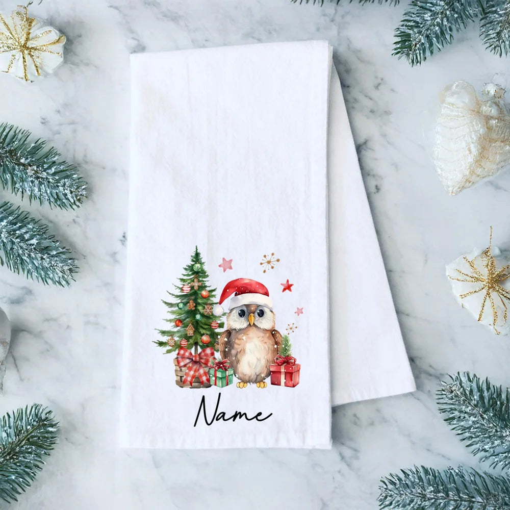 Personalized Christmas Tea Towel – Custom Holiday Kitchen Gift