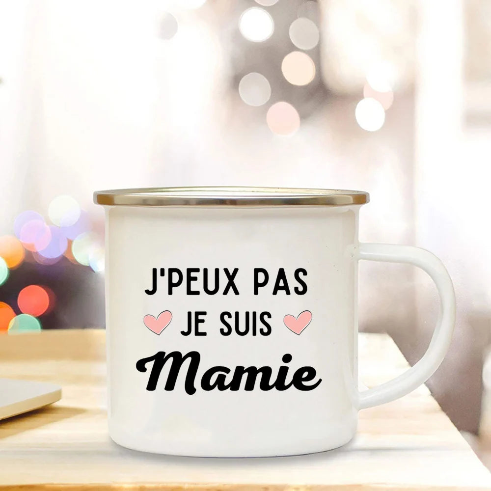 Super Mamie I Love You Enamel Mug | Grandmother Gift Mug