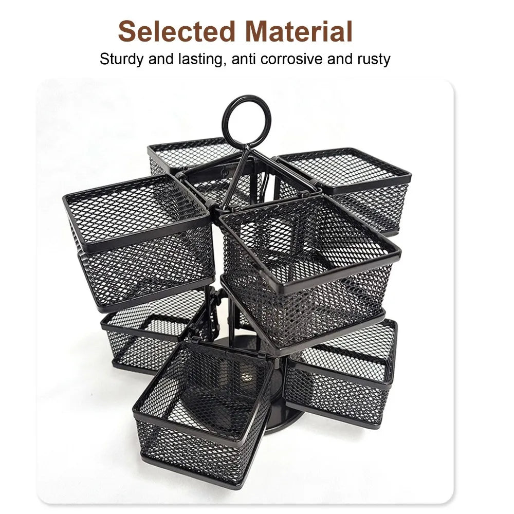 2-Tier Rotating Tea Bag Organizer – 8 Baskets, 96 Capacity