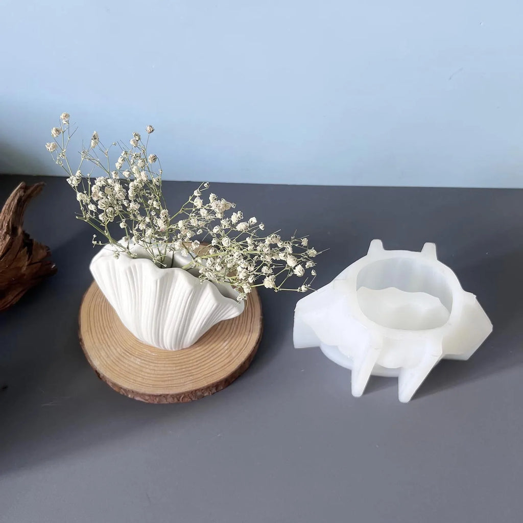 Shell Vase Silicone Mold – DIY Plaster Cement Flower Vase