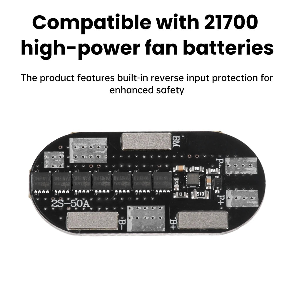 2S 50A 3.7V Lithium Battery BMS Protection Board – 21700