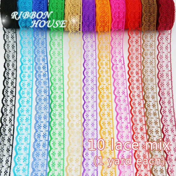 White Lace Ribbon Mix – 10 Styles 10 Yards | Craft & Gift