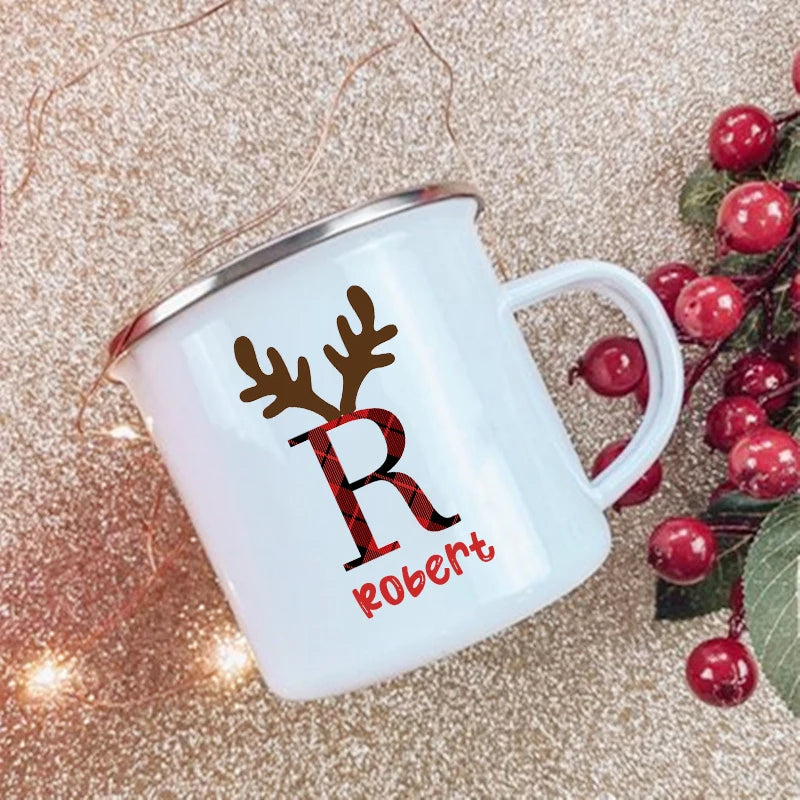 Personalized Enamel Mug – Custom Name & Initial Gift for Kids