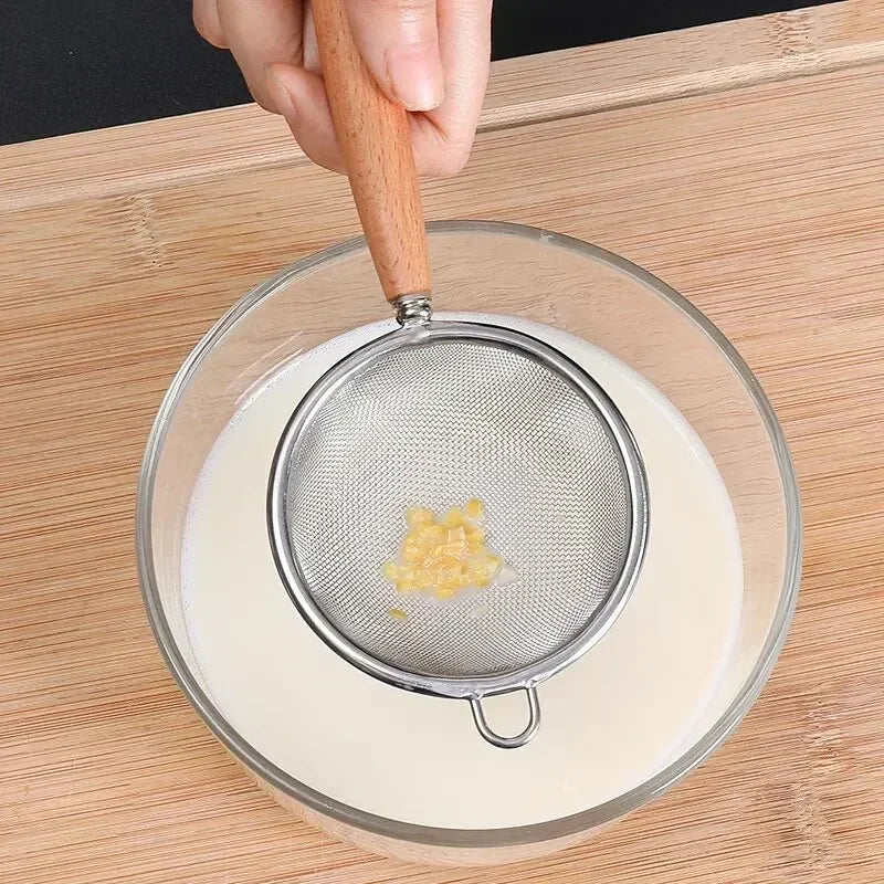 Stainless Steel Fine Mesh Strainer with Wooden Handle