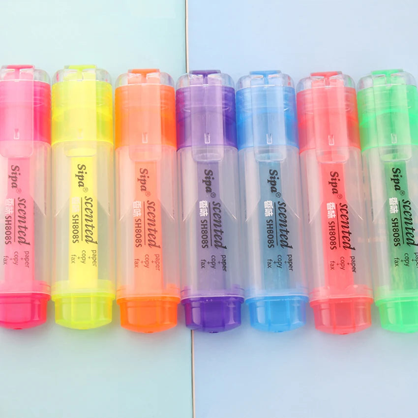Scented Fluorescent Highlighter Pen – 7 Candy Colors, Chisel Tip
