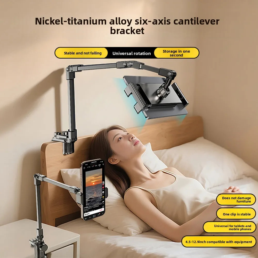 Foldable Tablet & Phone Stand – 3-Section Arm, 5–12 Inch