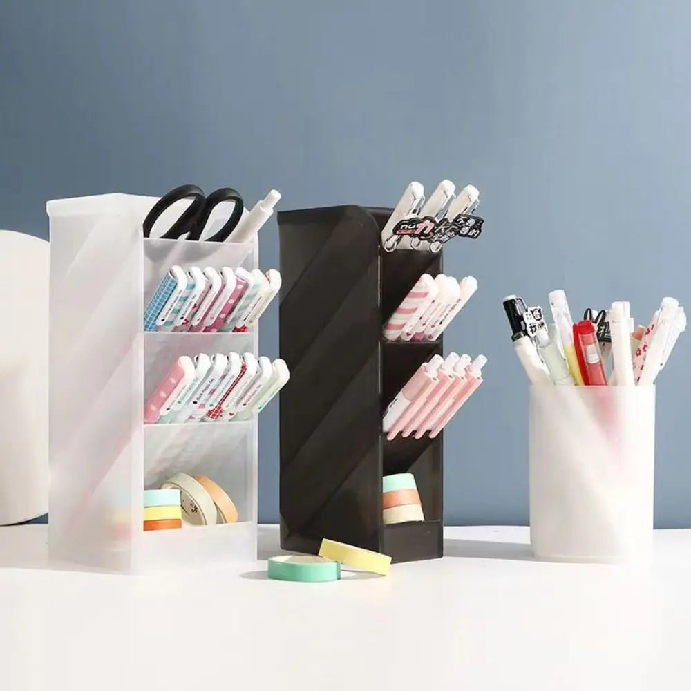 Frosted Plastic Pen Holder & Desktop Organizer – 3 Sizes
