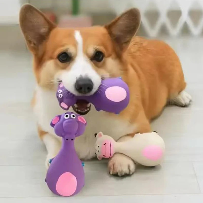 Cartoon Squeaky Dog Toy – Bite-Resistant Latex Animal Figure
