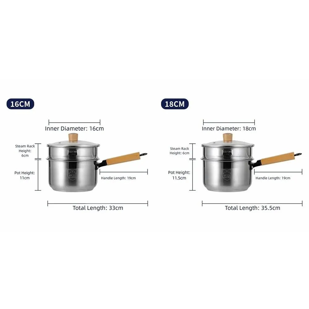 Stainless Steel Mini Steamer Pot 16/18cm | 2-Layer with Lid