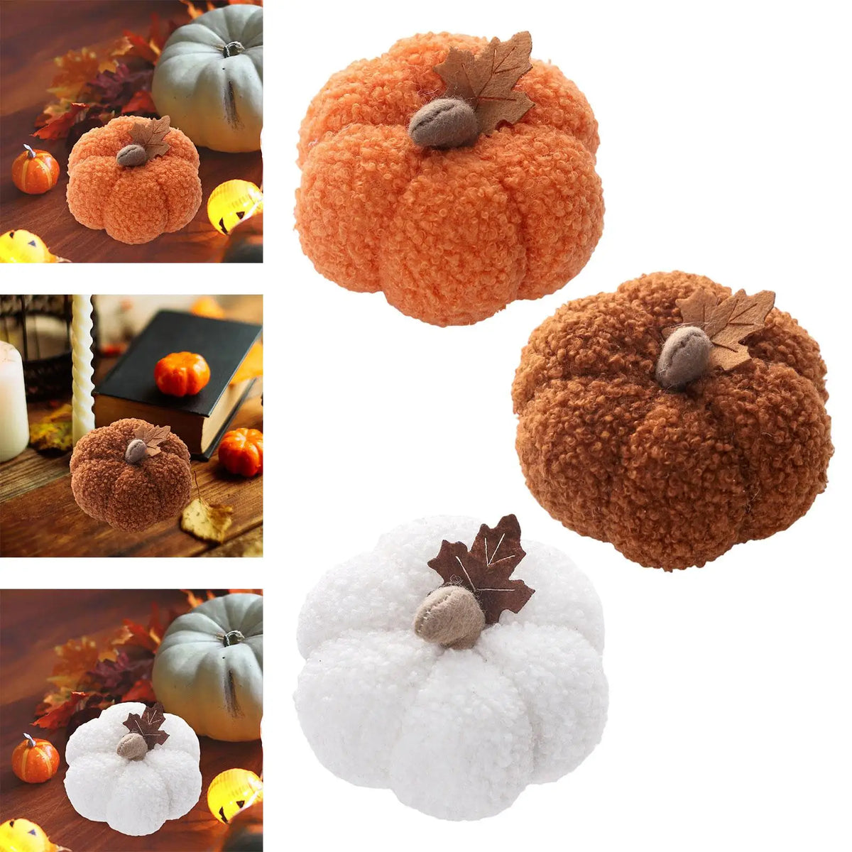 Velvet Artificial Pumpkin – Fall & Thanksgiving Tabletop Decor