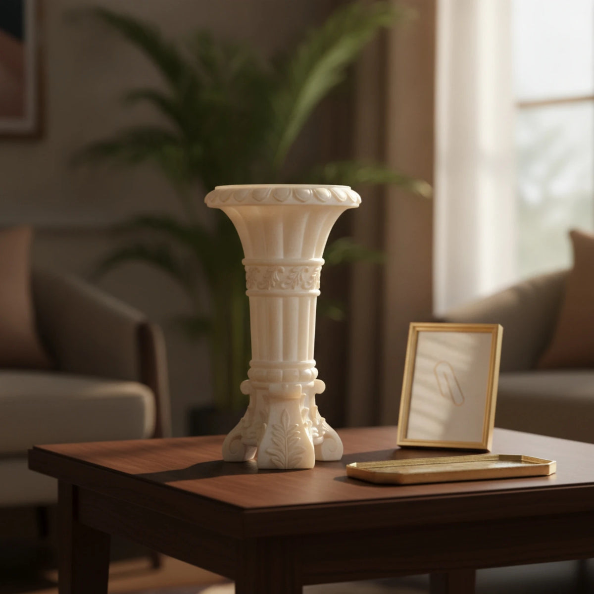 Column Pedestal Vase | Stone-Look Resin Flower Holder