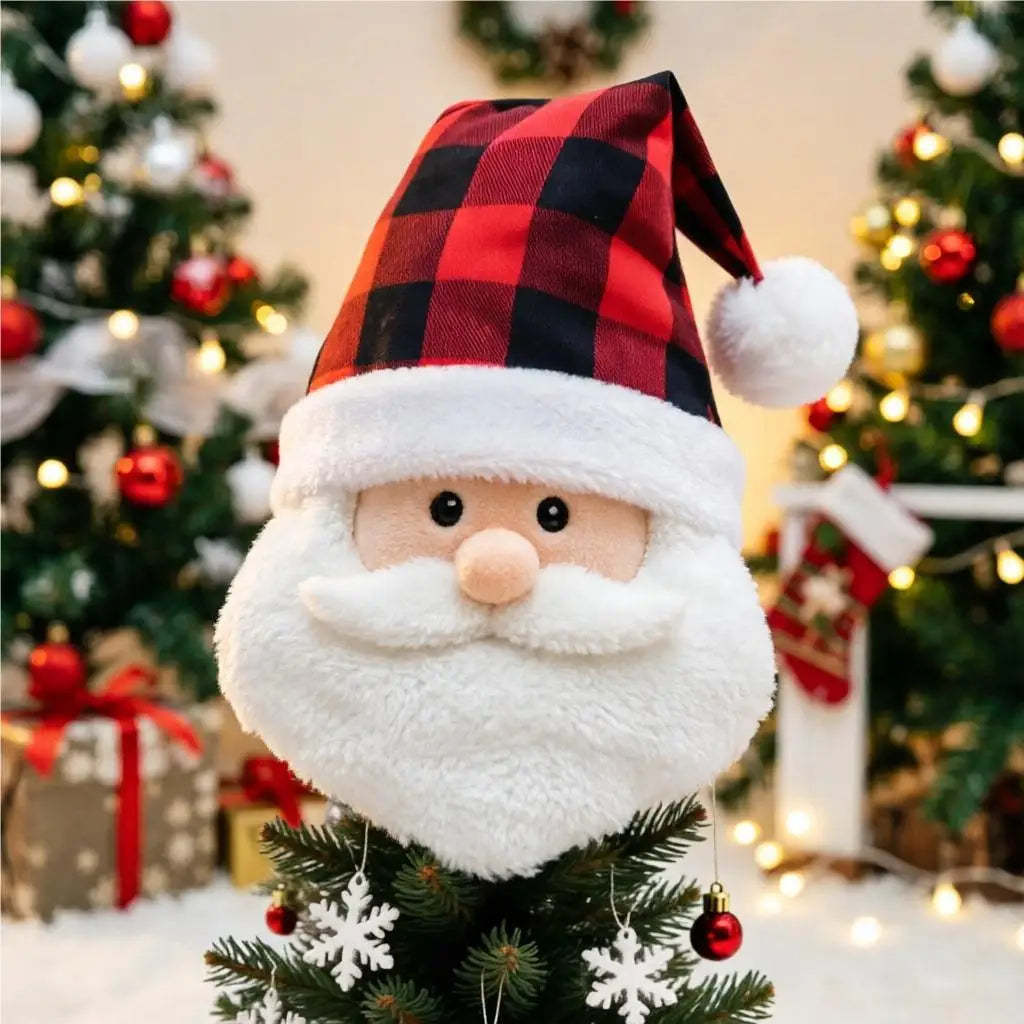 Red Black Checkered Christmas Hat – Plush Trim | Kids & Adults