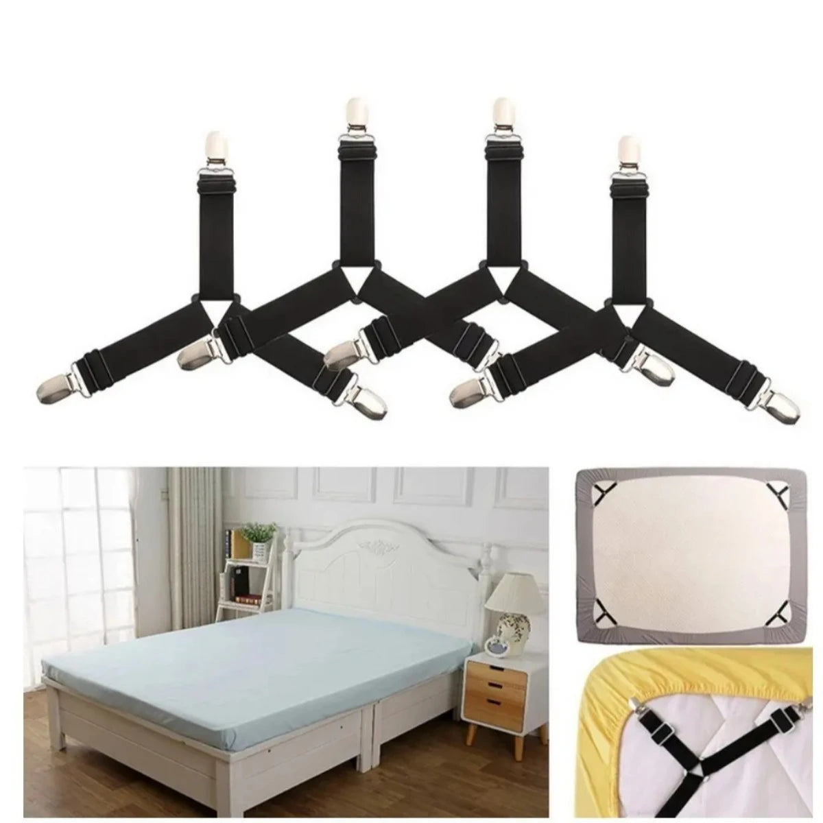Adjustable Bed Sheet Fasteners – Elastic Fitted Sheet Clips 4–8 Pc