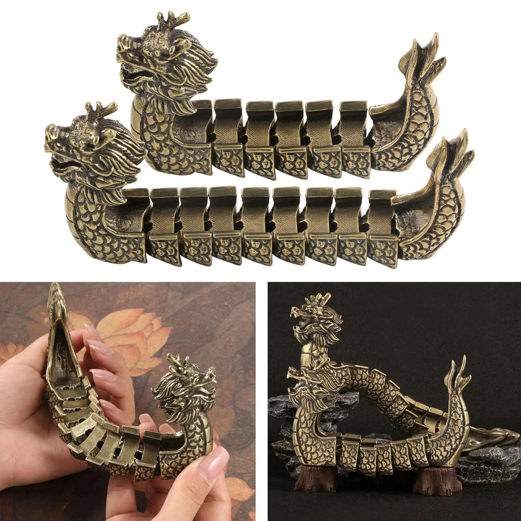 Brass Dragon Boat Figurine – Desk & Tea Table Ornament
