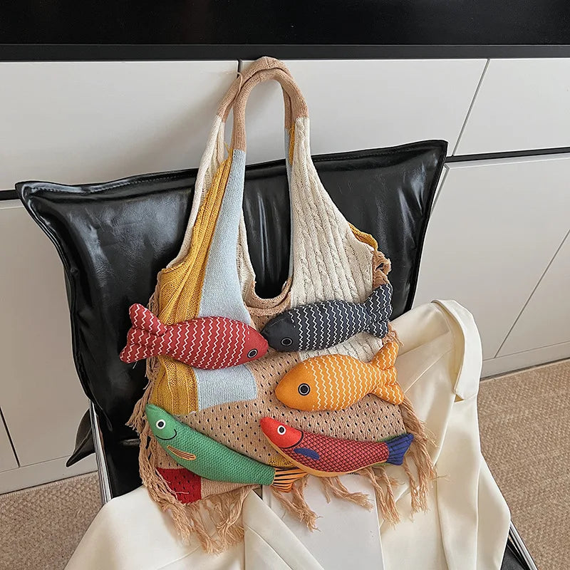 Women's Woven Tote Bag – Casual Chic Shoulder Bag