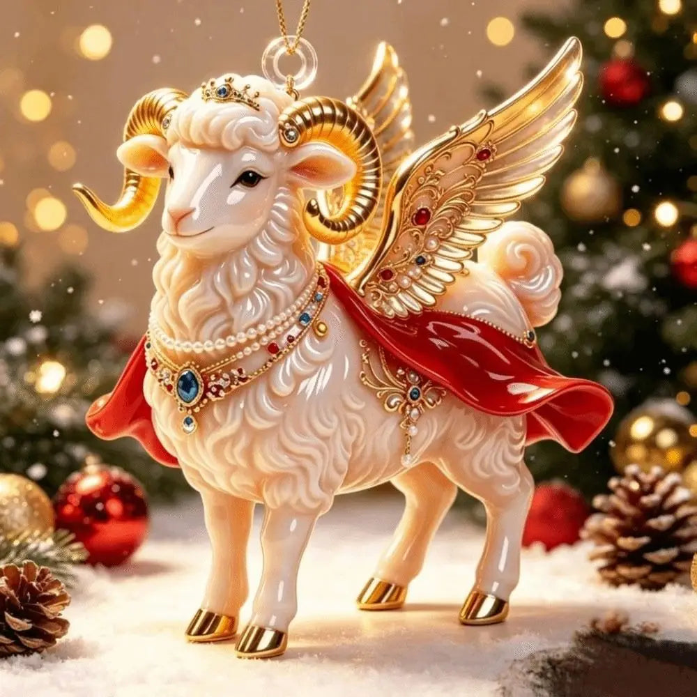 Acrylic Rhinestone Goat Hanging Ornament | Zodiac Souvenir