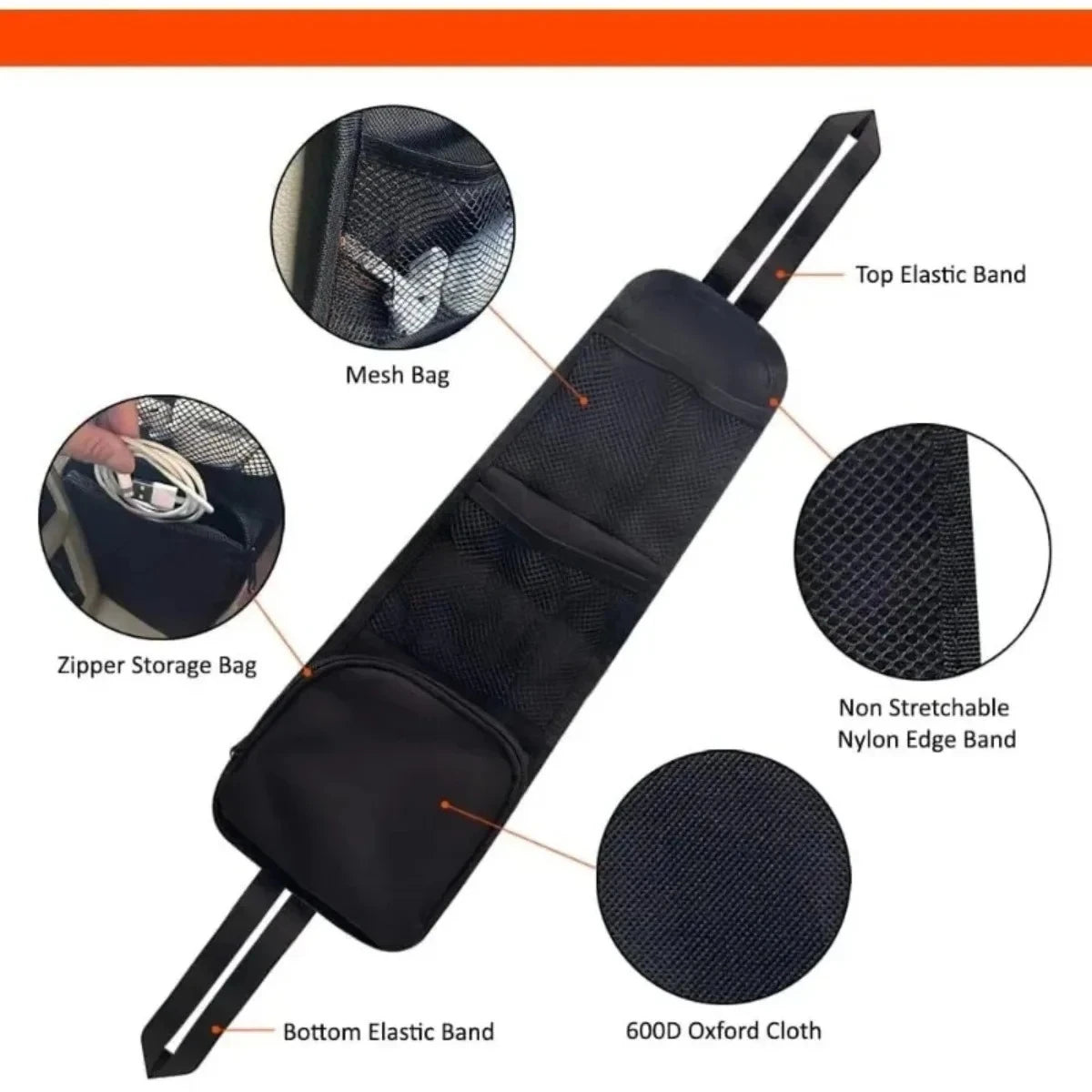 Car Seat Side Organizer – Mesh Pocket Storage Bag