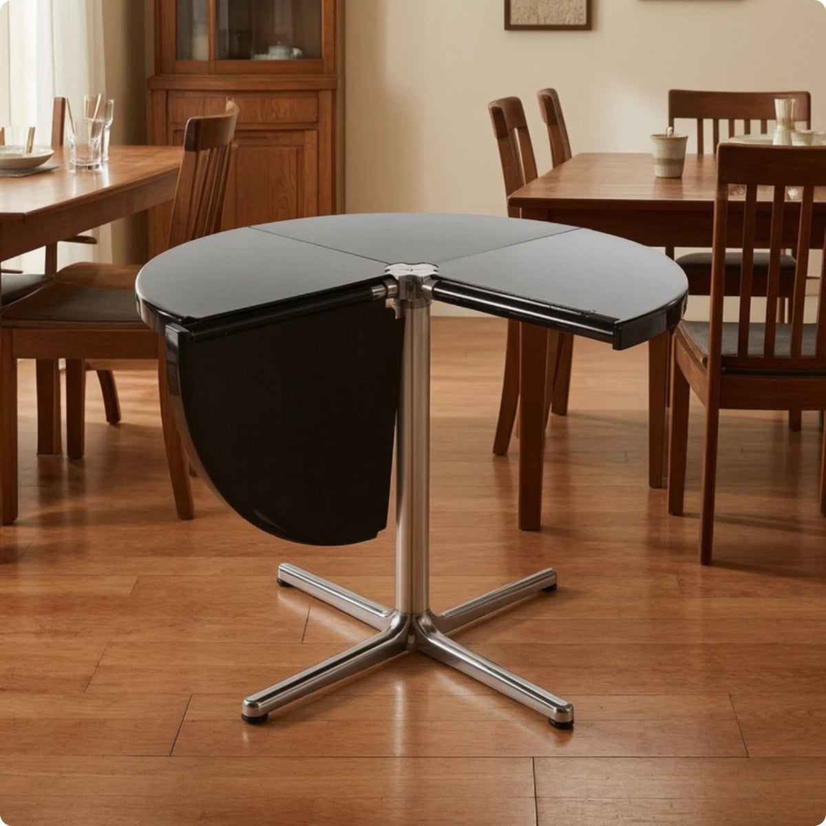 Folding Dining Table | Glossy Compact Round Table for Apartments