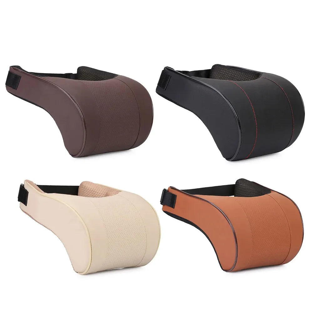 Memory Foam Car Neck Pillow – PU Leather Headrest Cushion