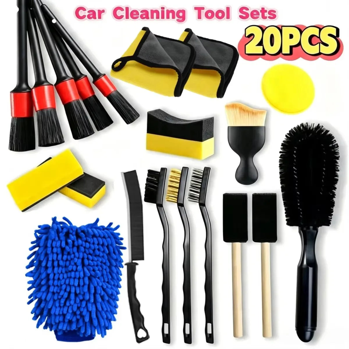 Car & Motorcycle Cleaning Tool Set – Brushes & Gloves Kit