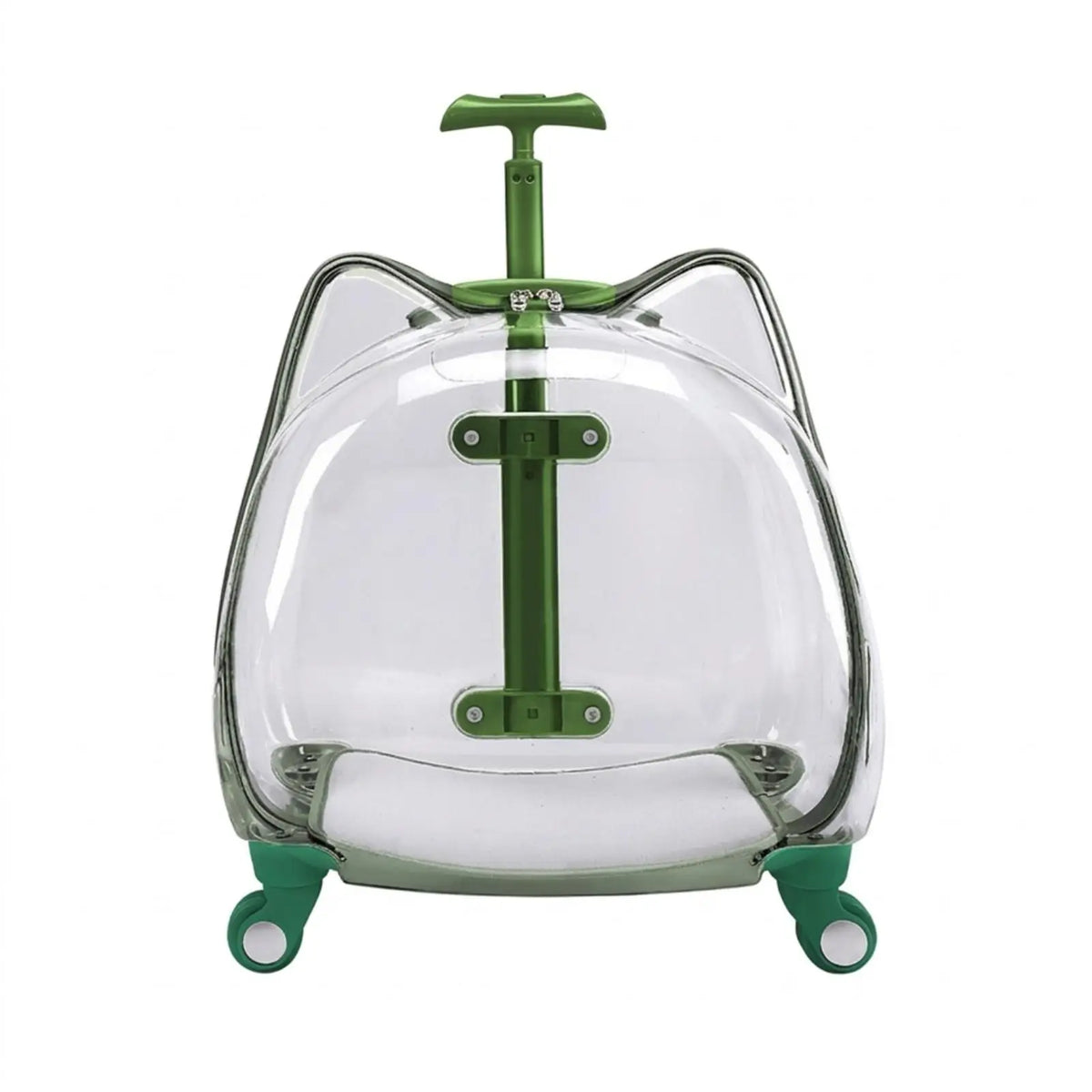 Wheeled Transparent Hard-Sided Pet Carrier Suitcase for Cats & Dogs