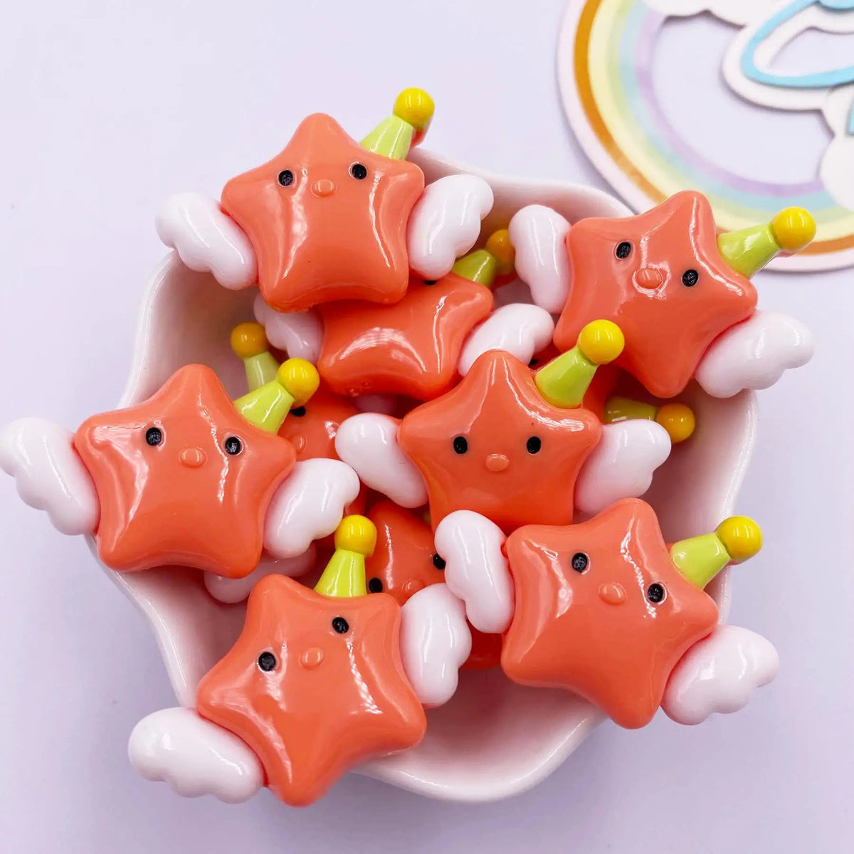 Resin Kawaii Angel Star Baby Flatback Figurines 6PCS DIY Crafts