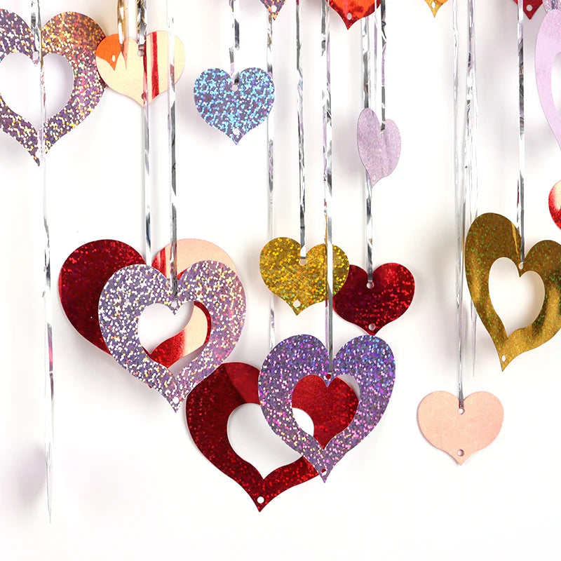 100-Pack Heart Sequin Pendants – Wedding & Valentine's Day Decor