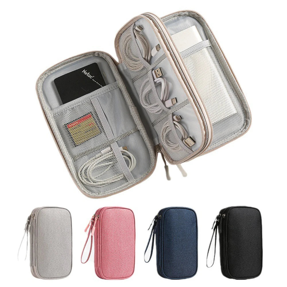 Waterproof Travel Cable Organizer Bag | Double Layer Carry Case