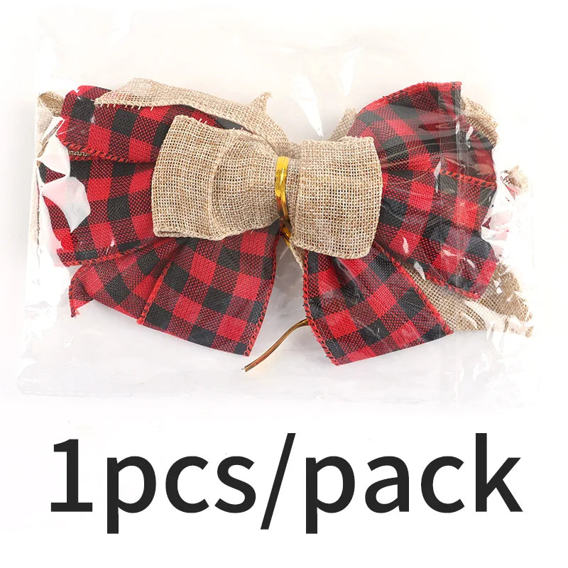 Oversized Christmas Plaid Linen Bow – Holiday Hair & Gift Decor