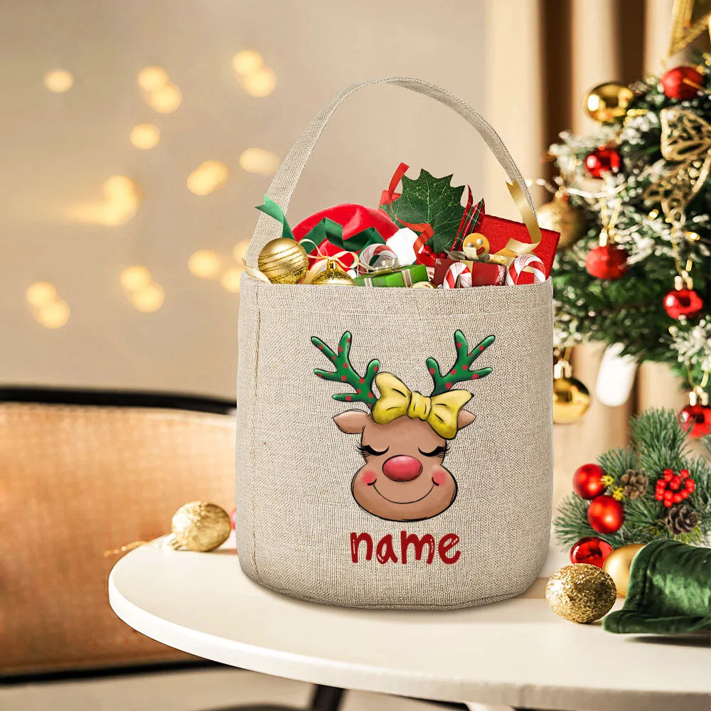 Personalized Deer Christmas Sack Bag | Custom Kids Xmas Gift