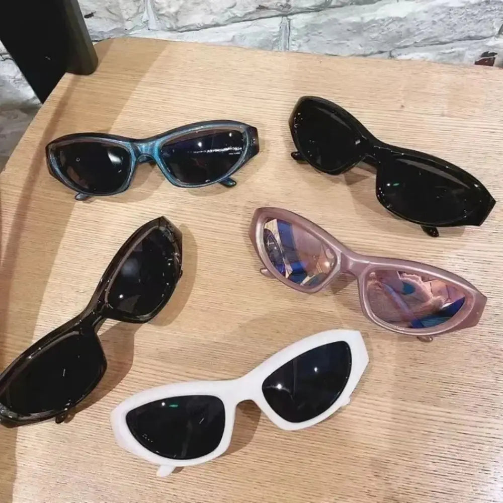 Y2K Oval Sports Punk Sunglasses UV400 – Colorful Mirror Lens
