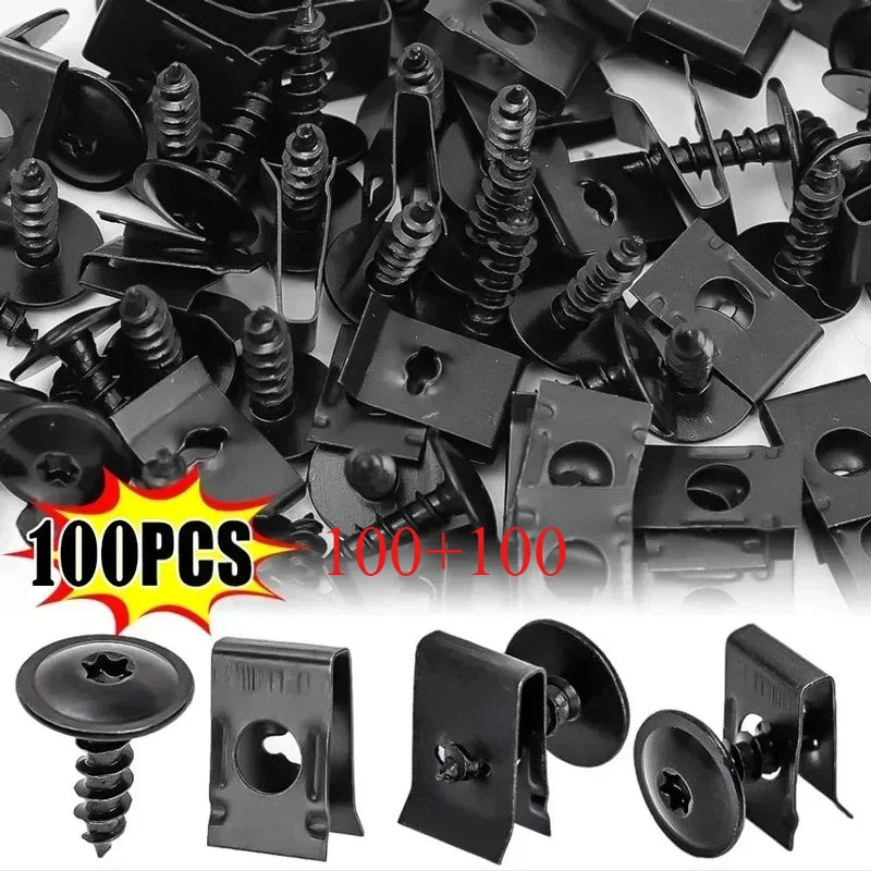 U-Shaped Metal Retaining Clips Kit with Self-Tapping Screws