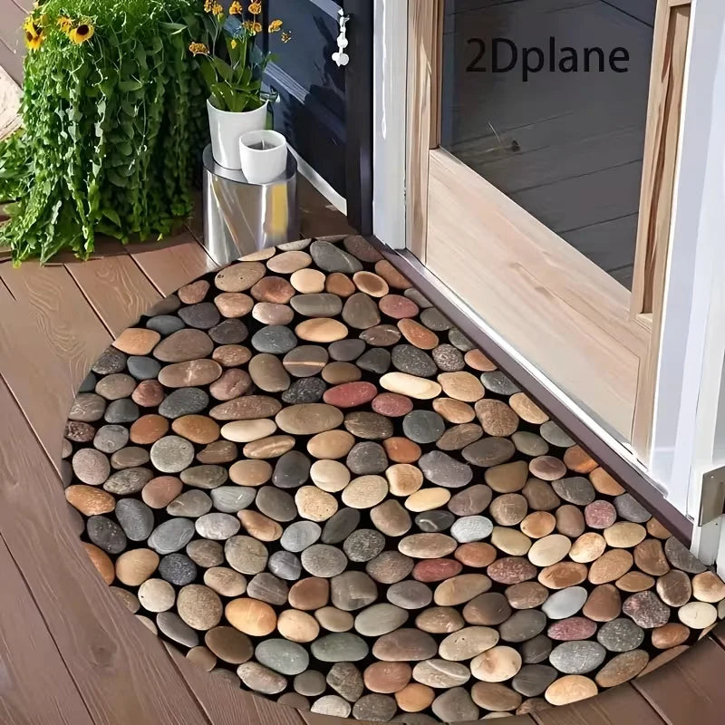 Vintage Semi-Circle Door Mat | Non-Slip Half-Round Welcome Rug