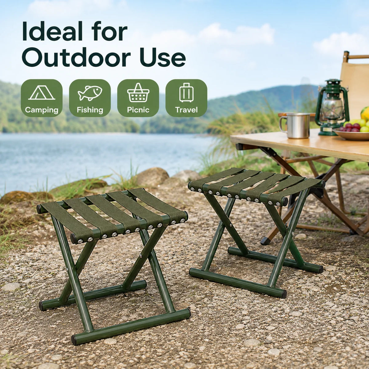Portable Folding Fishing Stool – Widened Iron Frame for Adults