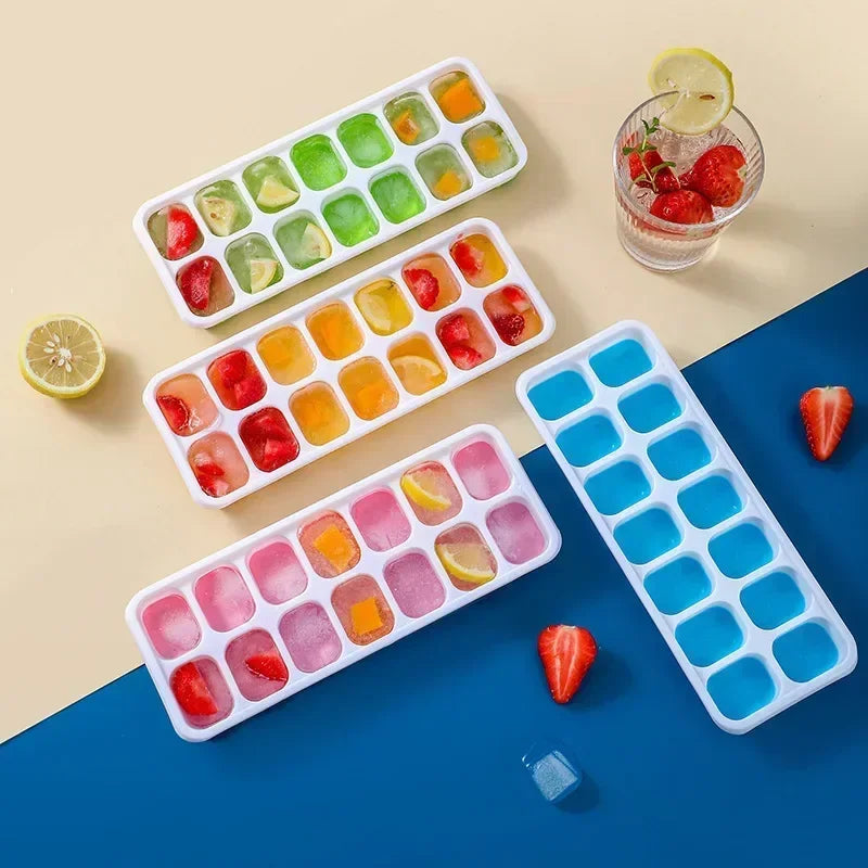 Silicone Ice Cube Tray 14-Grid with Lid | BPA-Free Ice Maker