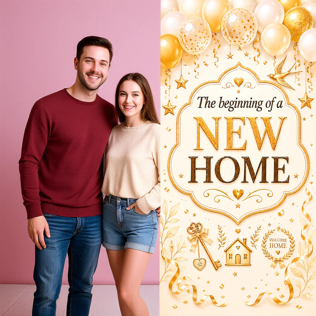 Welcome Home Housewarming Backdrop Banner 180x90cm Indoor