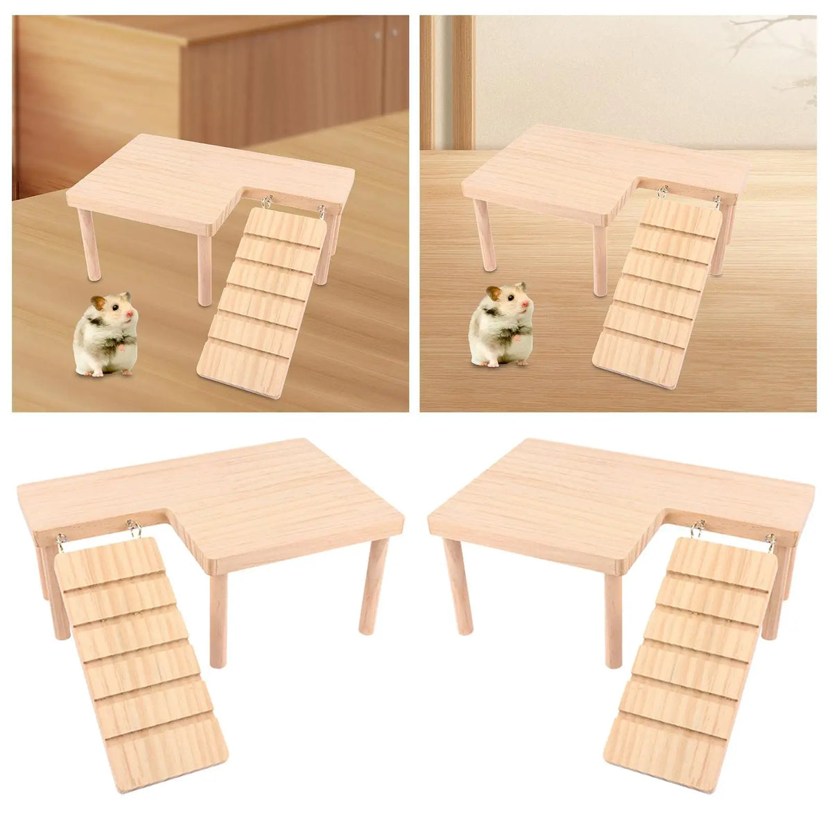 Wooden Hamster Climbing Platform with Ladder | Small Pet Toy