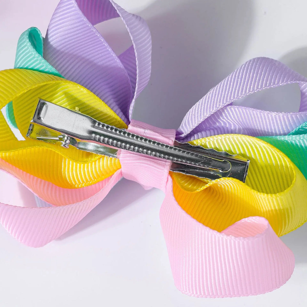 12-Pack Kids Double Color Bow Hair Clips – 9cm Ribbon Hairpins