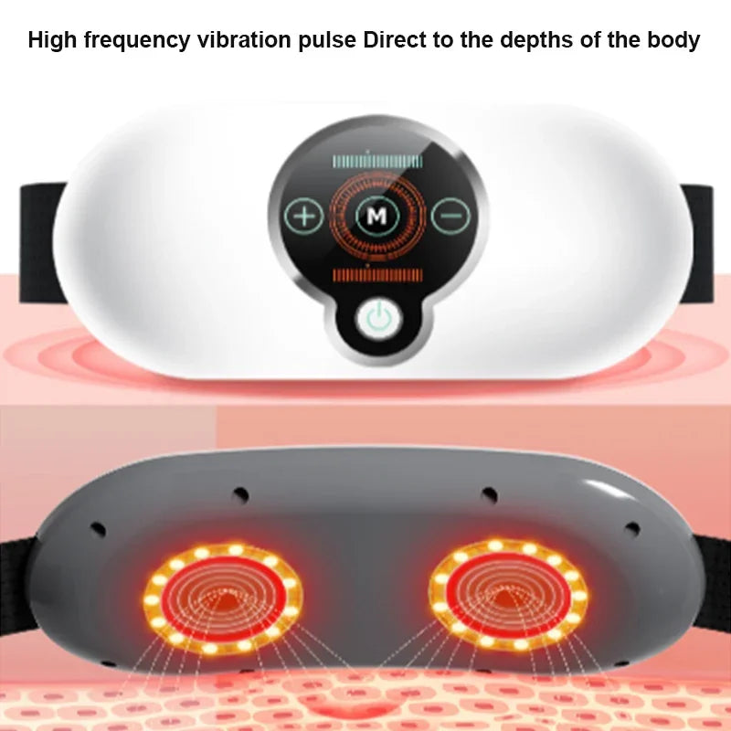 Vibration Heat Massage Waist Belt | 5 Pulse Modes, Rechargeable