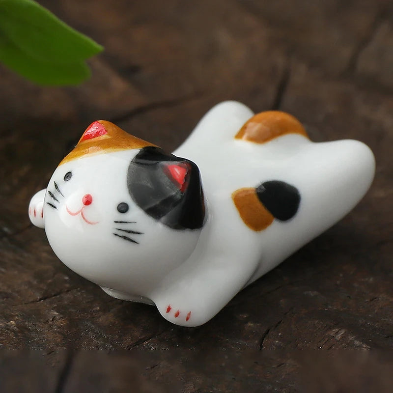 Japanese Ceramic Cat Chopstick Holder & Spoon Rest