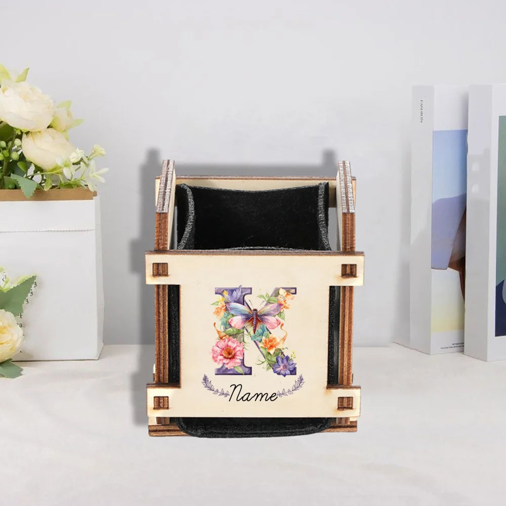 Personalized Mini Wooden Succulent Planter Pot – Custom Name