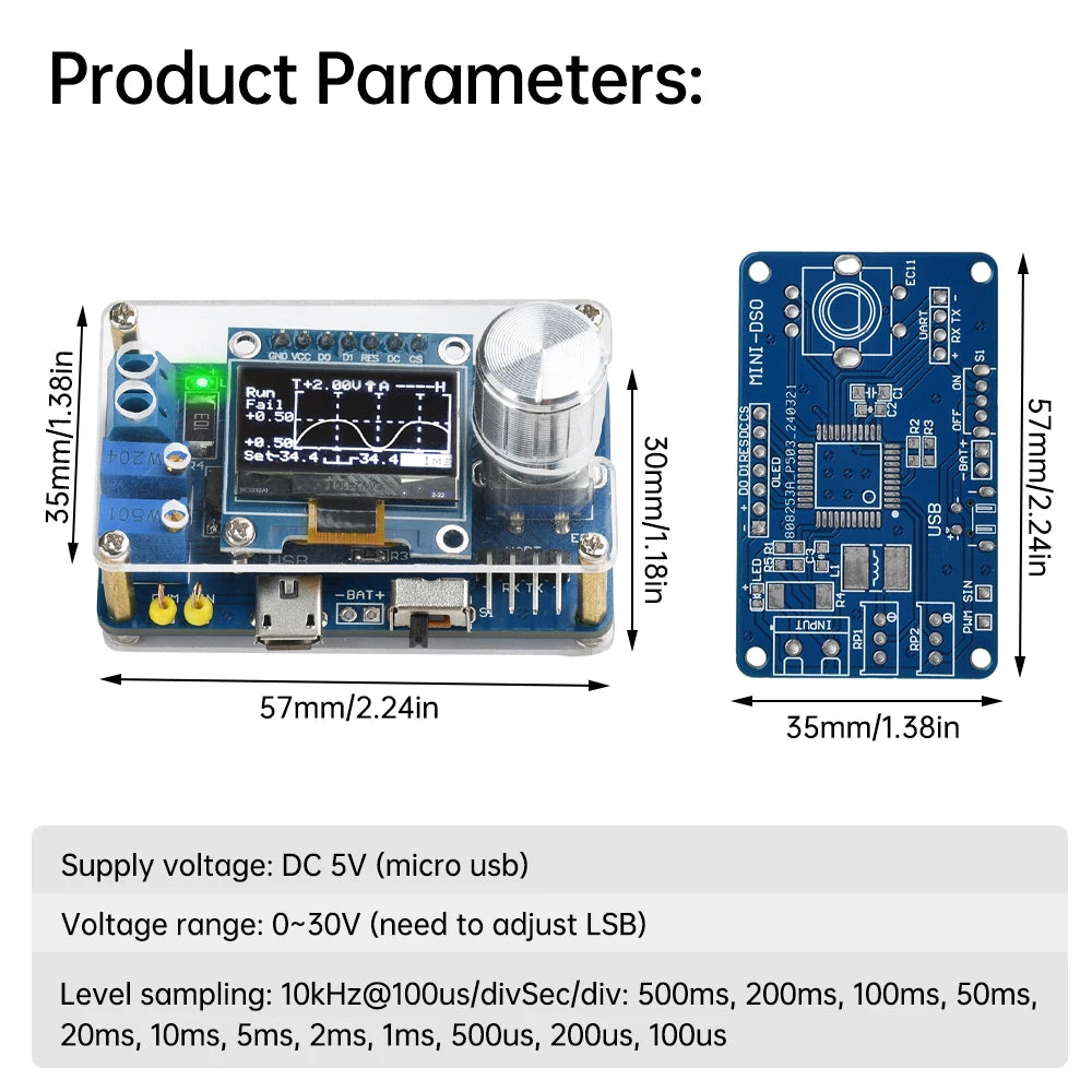 DC 5V 0.96" LCD Oscilloscope DIY Kit – STC MCU USB
