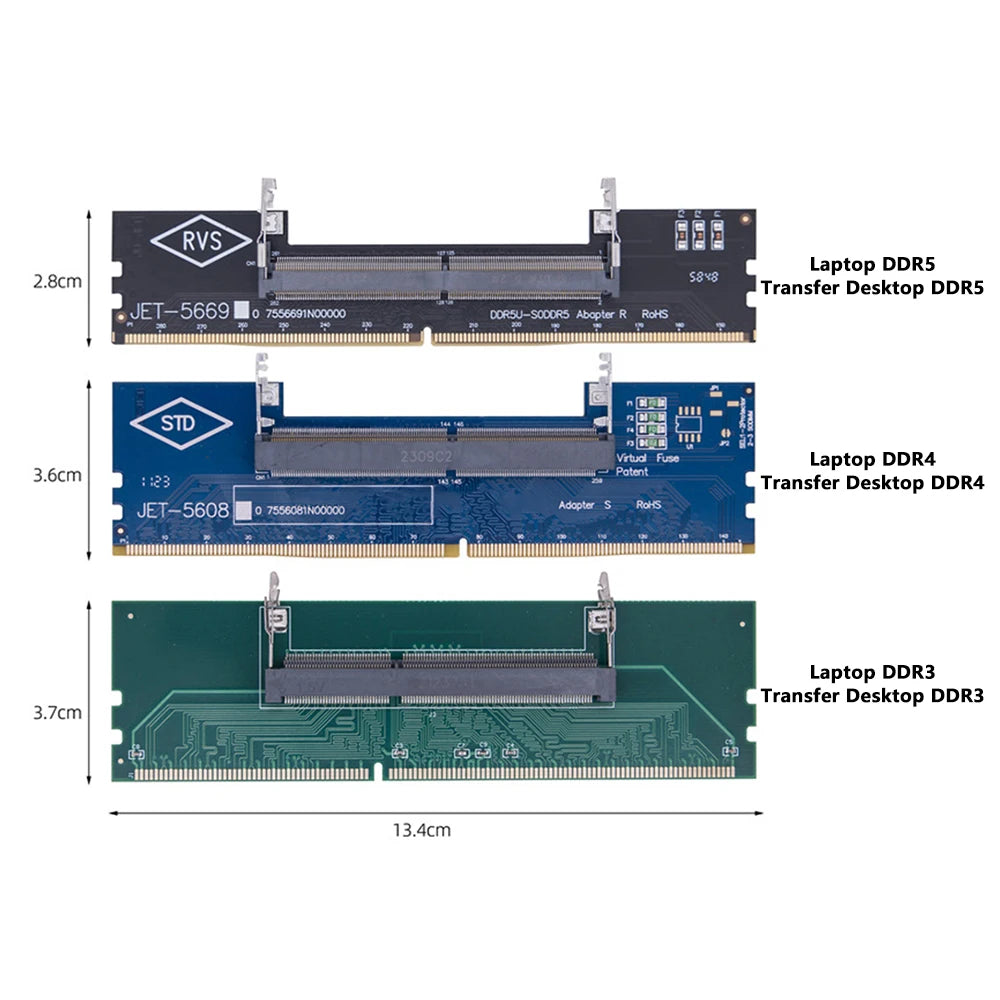DDR5/DDR4/DDR3 Laptop-to-Desktop Memory Test Adapter